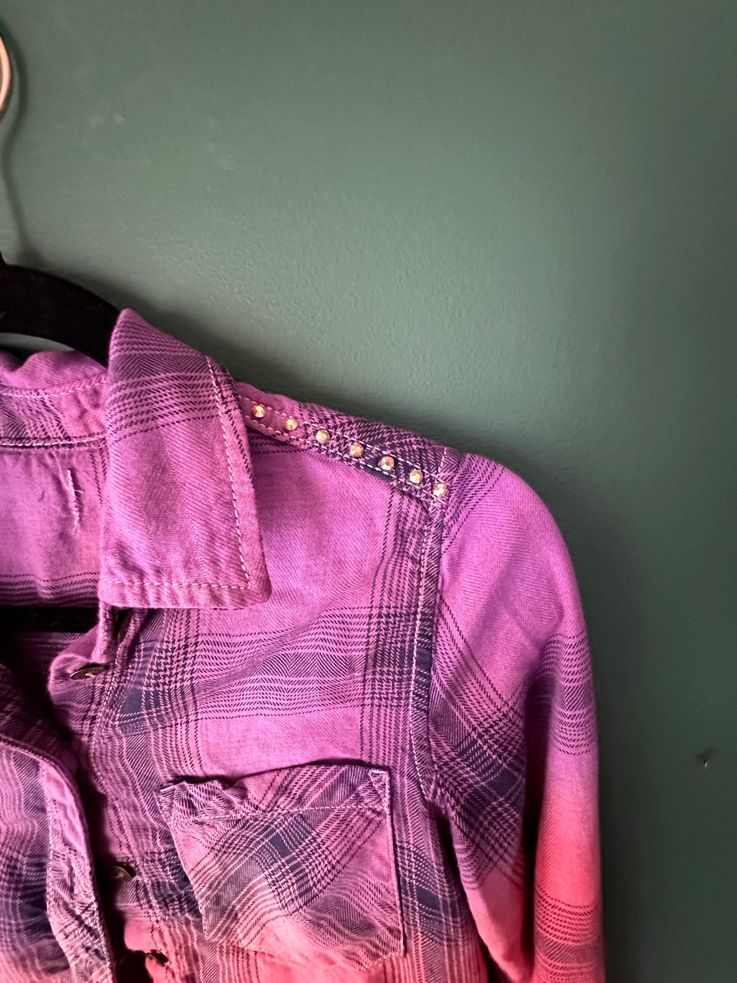 Purple Red Flannel with Rhinestone