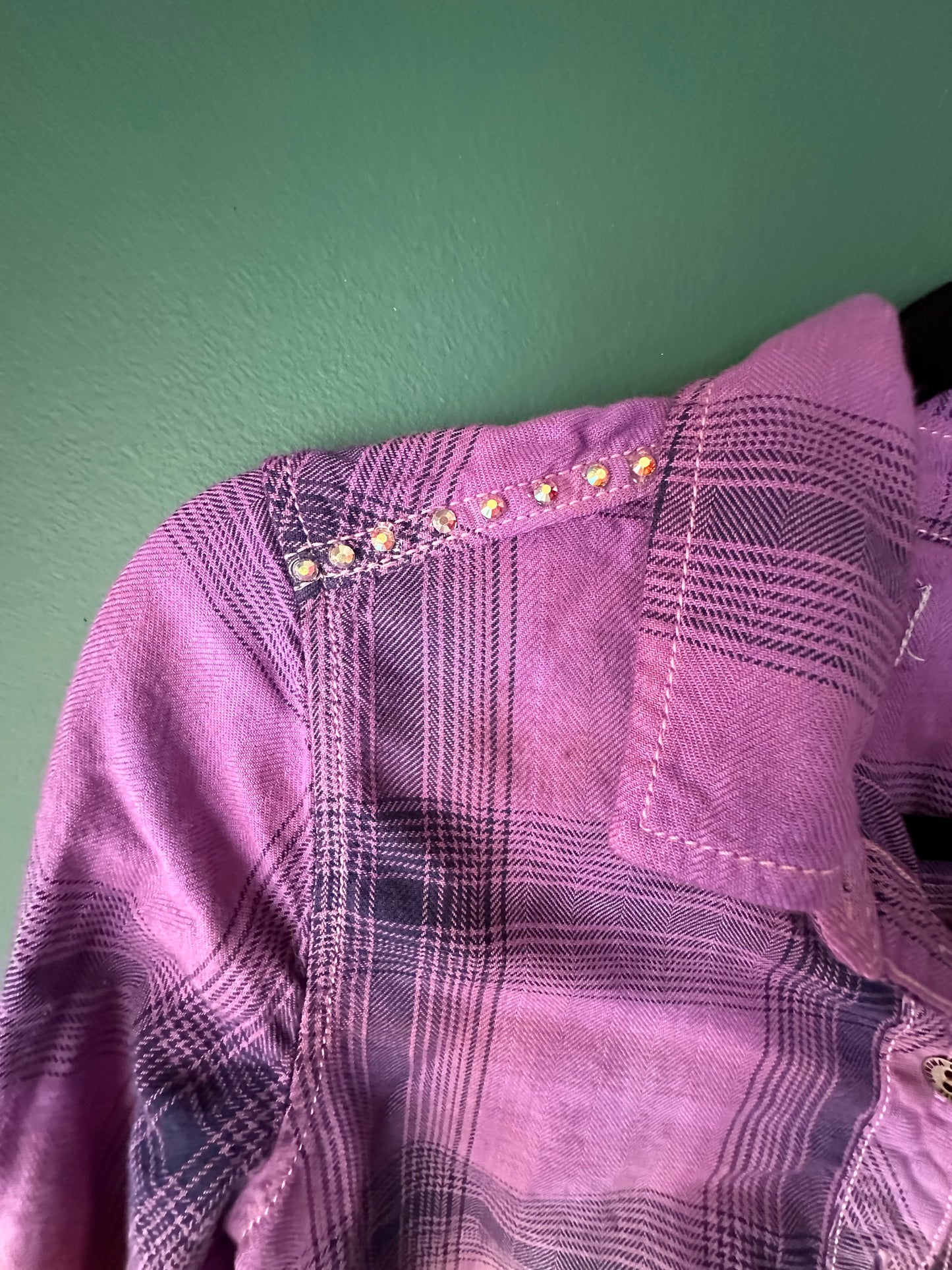 Purple Red Flannel with Rhinestone