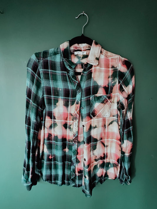 Green and Pink Cloud Flannel